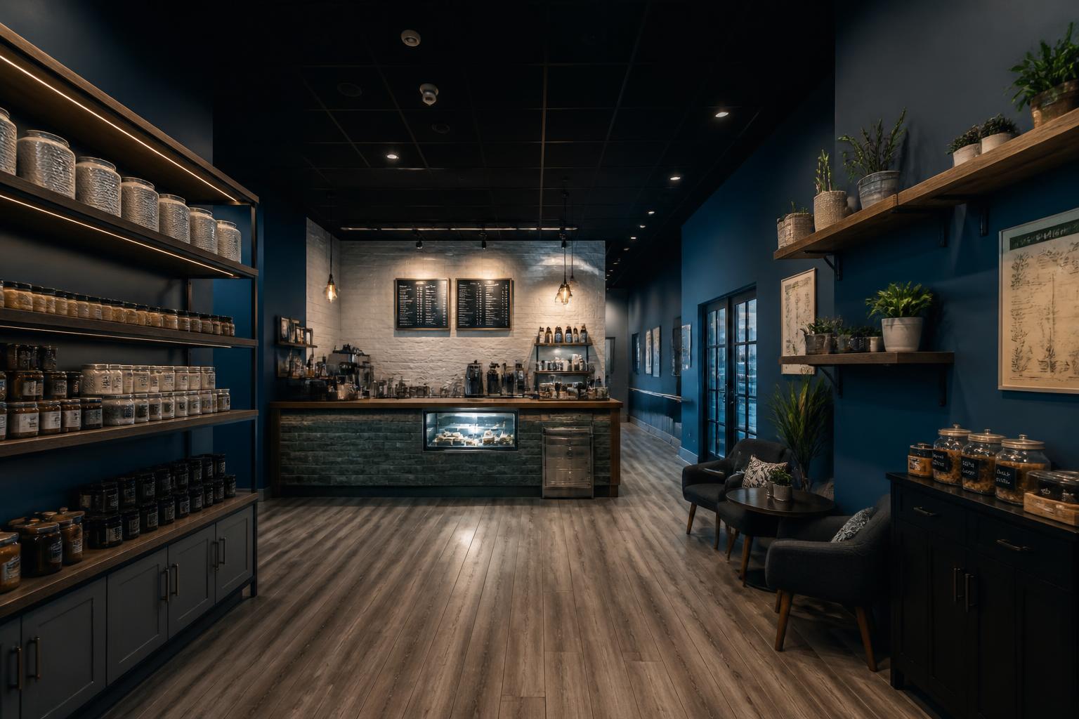 Interior de um estabelecimento comercial capturado em panorâmica para Tour Virtual 360°
